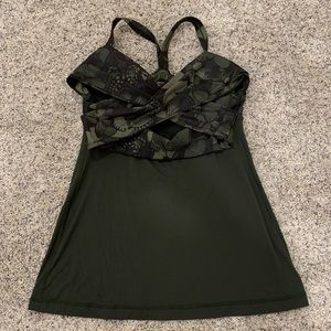 Lululemon butterfly camo green tank size 10